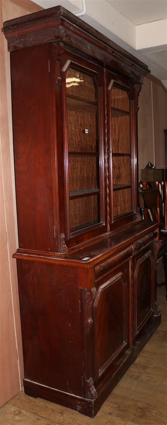 A Victorian mahogany bookcase cabinet, W.140cm
